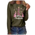 thumbnail image 6 of Craaazy Christmas Shirts for Women Trendy Shining Christmas Tree Printed Casual Round Neck Loose Long Sleeve Womens Top Gifts for Women, 6 of 6