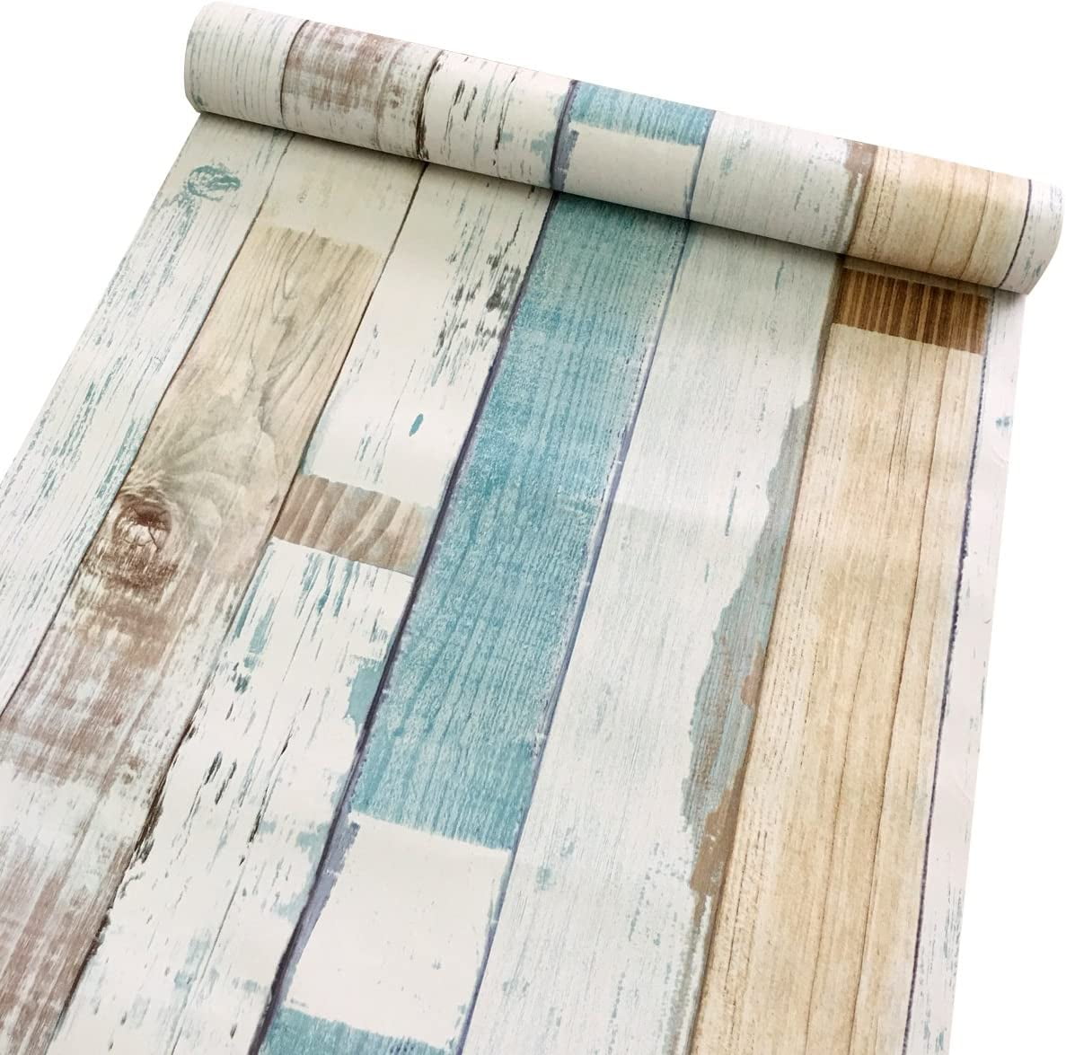 Nvzi Colorful Wood Grain Furniture Paper Decorative Shelf Drawer Liner Self-Adhesive Door Sticker 17.7 Inch by 9.8 Feet