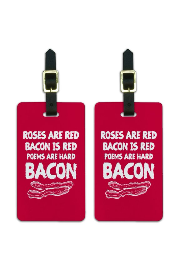 Poems are Hard Bacon Luggage ID Tags Suitcase Carry-On Cards - Set of 2
