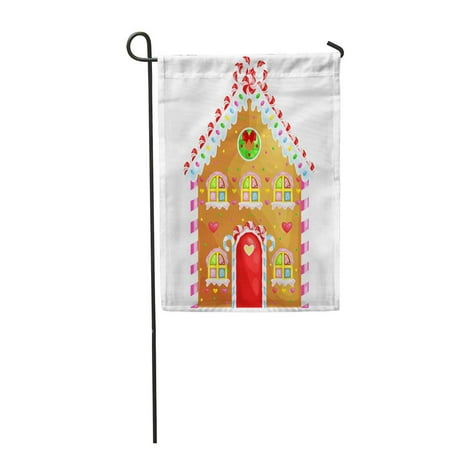 LADDKE Gingerbread House Decorated Candy Icing and Sugar Christmas Cookies Garden Flag Decorative Flag House Banner 12x18 (Best Store Bought Icing For Gingerbread Houses)