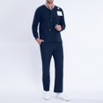 thumbnail image 7 of Scrub Sets for Men qolati Two Piece Outfits Long Sleeve V-Neck Scrub Shirts and Jogger Pants with Pocket Summer Athletic Stretch Workwear Working Uniforms, 7 of 7