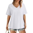 thumbnail image 7 of Women's T Shirt V Neck Short Sleeved Casual Loose T Shirt Top Will Be Popular In 2024 Athletic Long Sleeve Shirt Women Fitted Women T Shirt Long Sleeve Short Sleeve Tops for Women Summer Summer, 7 of 7