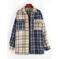 thumbnail image 2 of Women's Plaid Long Sleeve Button Down Wool Blend Shirt Jacket Blouse, 2 of 5