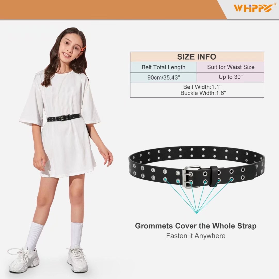 WHIPPY Kids Double Grommet Leather Belt for Girls Bahrain Ubuy