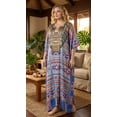 thumbnail image 2 of Oussum Kaftan Dress for Women Satin Geometric Tribal Print Light Blue Summer Dress, 2 of 4