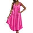 thumbnail image 2 of Silky Nightgowns For Women Sleeveless Midi Satin Night Gown Soft Ice Silk Nightdress Flowy Long Sleep Dress, 2 of 5