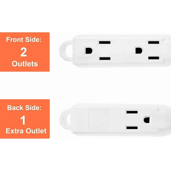 PYYAN-2 Pack 6 FT Extension Cord, 16 AWG 3 Outlet Power Strip, 3 Wire Grounded Flat Plug Power Extension Cord, 13A 125V 1625W, White