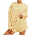 thumbnail image 2 of Lumtrix Women'S 2 Piece Lounge Sets Crew Neck Oversized Sweatshirts Sweat Shorts With Pockets Matching Tracksuit Set Trebdy Casual Outfits Yellow L, 2 of 6