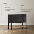 thumbnail image 3 of Nathan James Meads Mid Century Modern Cabinet with Doors, Solid Wood Kitchen Cabinet with Adjustable Interior Shelf and Seagrass Bottom Storage, Black Oak, 3 of 6