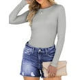 thumbnail image 2 of Fantaslook Fitted Long Sleeve Shirts for Women Stretch Casual Basic Tops Crewneck Ribbed Tees Shirts, 2 of 8