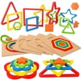 thumbnail image 1 of Juego de rompecabezas de madera para niños pequeños, juguete de clasificación de formas Montessori, 1 of 5
