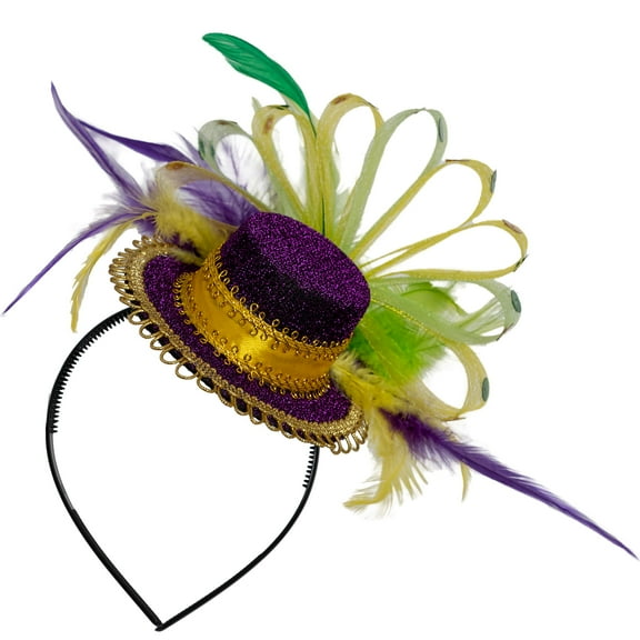 Skeleteen Purple Top Hat Headband Mardi Gras Mini Hat Costume Accessory