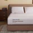 thumbnail image 3 of 100% Egyptian Cotton Fitted Sheet Twin XL Size, 600 Thread Count, Single Fitted Sheet Only,16" Deep Pocket Sheet, Soft & Elastic Sateen Weave Bottom Sheet(Light Beige-Stripe, Twin XL), 3 of 8