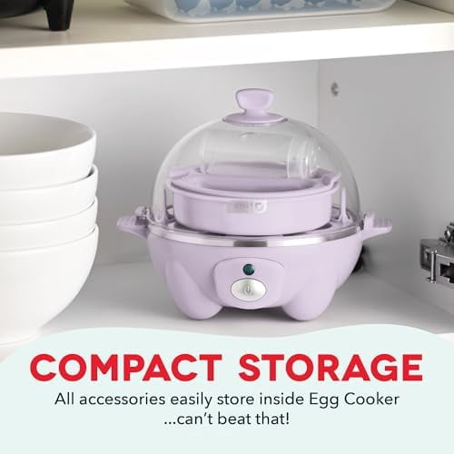 Rapid Egg Cooker - Boiler,Poacher & Steamer - Includes Measuring & Recipe Guide - Dishwasher Safe - BPA Free - Holds 7 Eggs,Lavender,(Pack of 4)