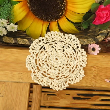

Round Lace Placemat Napkin Handmade Cup Dish Coaster Cup Mat 1Pcs
