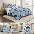 thumbnail image 6 of Quilts Twin Size Bedding Set, Light Blue Christmas Lightweight Quilted Comforter, Winter Xmas Trees Snowflakes Plaid Dots Reversible Bedspread Coverlet with Pillow Covers for All Season, 68" x 86", 6 of 9