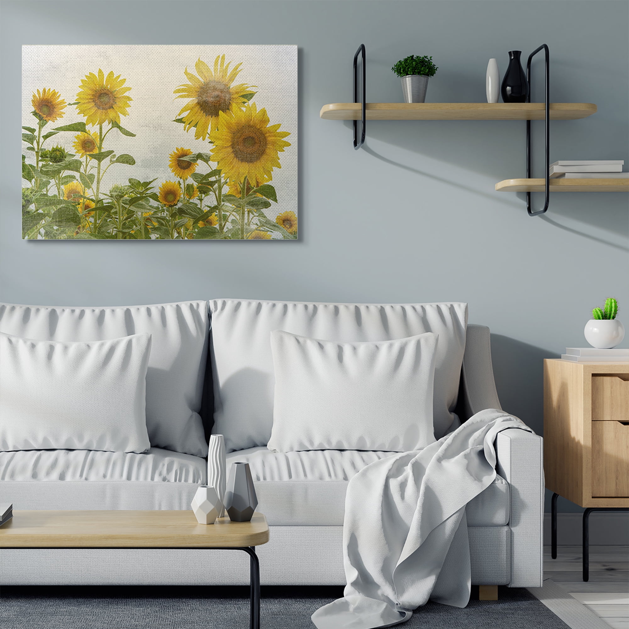 Stupell Home Décor Sunflower Garden Farm Burlap Textured Design Canvas Wall Art by Ann Bailey
