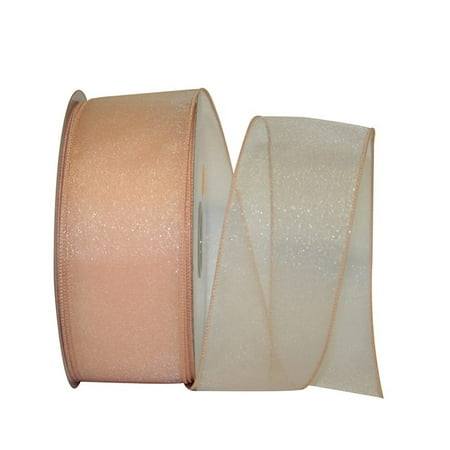 UPC: 0840108865015 | JAM Paper Sheer Wired Ribbon  2 1/2 Inches x 50 Yards  Peach  1/Pack