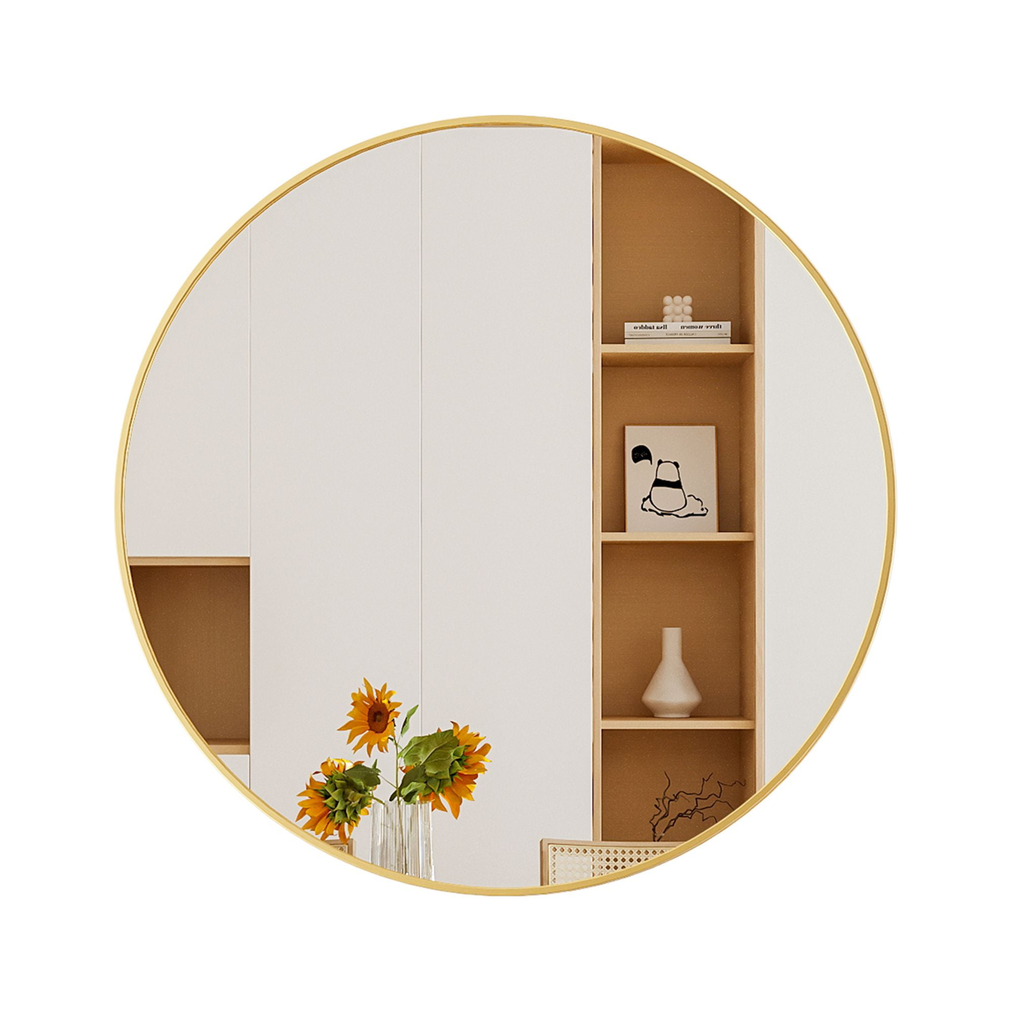 YYAo 28" Wall Circle Mirror for Bathroom, Round Mirror for Wall Hanging Round Mirror for Living Room, Vanity, Bedroom, Gold Border YYAo 28" Wall Circle Mirror for Bathroom, Round Mirror for Wall Hanging Round Mirror for Living Room, Vanity, Bedroom, Gold Border