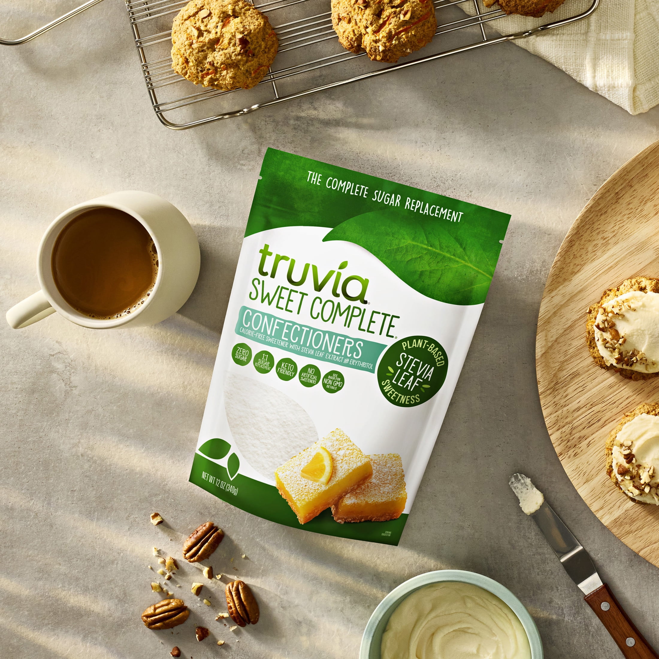 (2 pack) Truvia Sweet Complete Confectioners, Powdered Stevia Leaf Sweetener with Zero Calories, 12oz Bag