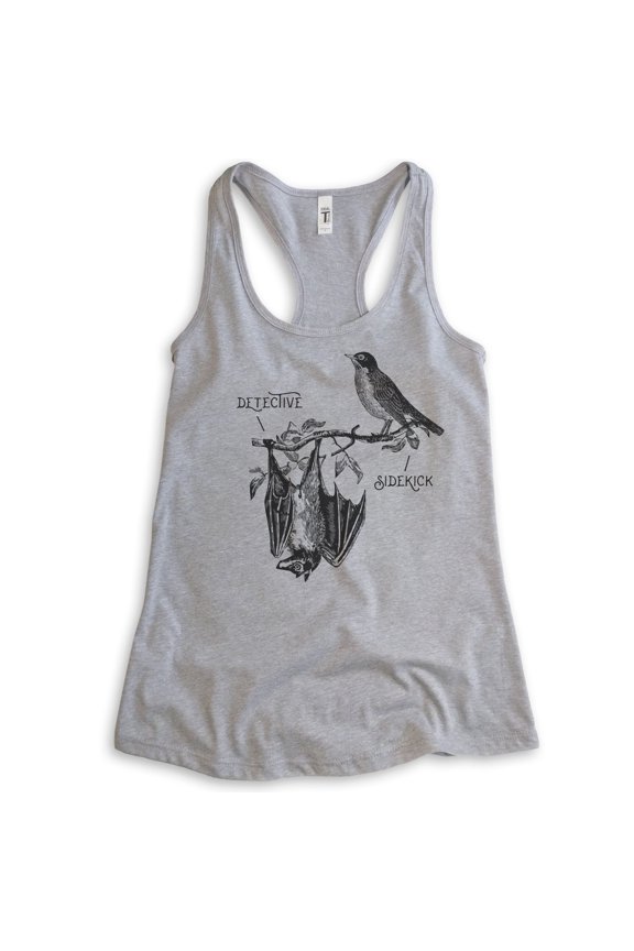 Detective & Sidekick Tank Top, Ladies Racerback Tank Top, Superhero Tank, Detective Tank, Funny Super Hero, Heather Gray, Small
