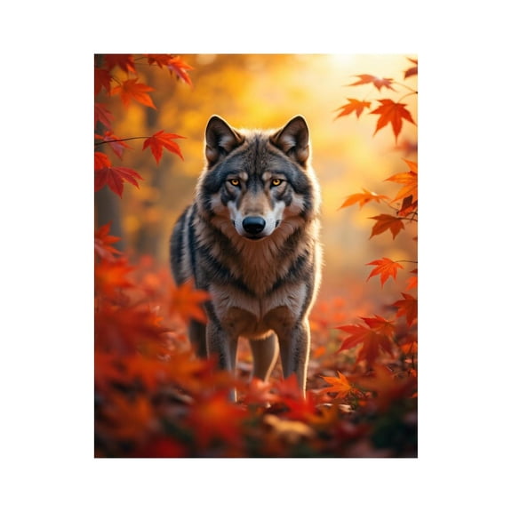 Paint by Numbers Kit for Adults, Autumn Wolf In Forest Glow Paint by Numbers, Easy Paint by Numbers Kit for Adults Beginner, DIY Adult Paint by Number Kits on Canvas, Home Decor