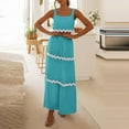 thumbnail image 7 of BLVB Womens 2024 Summer Two Piece Vacation Beach Outfits Sleeveless Cropped Tank Tops and Flowy Pockets Long Maxi Skirt Sets, 7 of 7