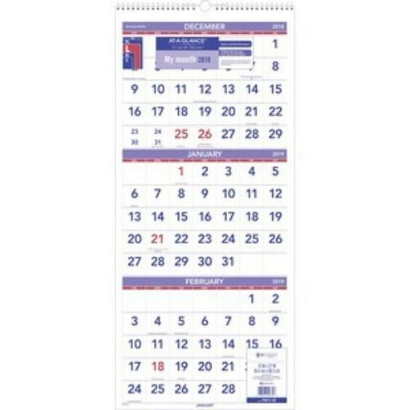 2020 AT-A-GLANCE 12" x 27" 3-Month Reference Vertical Wall Calendar (P 24345870