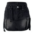 thumbnail image 5 of RUTAYY Women Slim Fit Distressed Denim Skirt Stylish Bodycon Cargo Jean Skirt Solid Color Flowy Swing Pleated Beach Skirts, 5 of 6