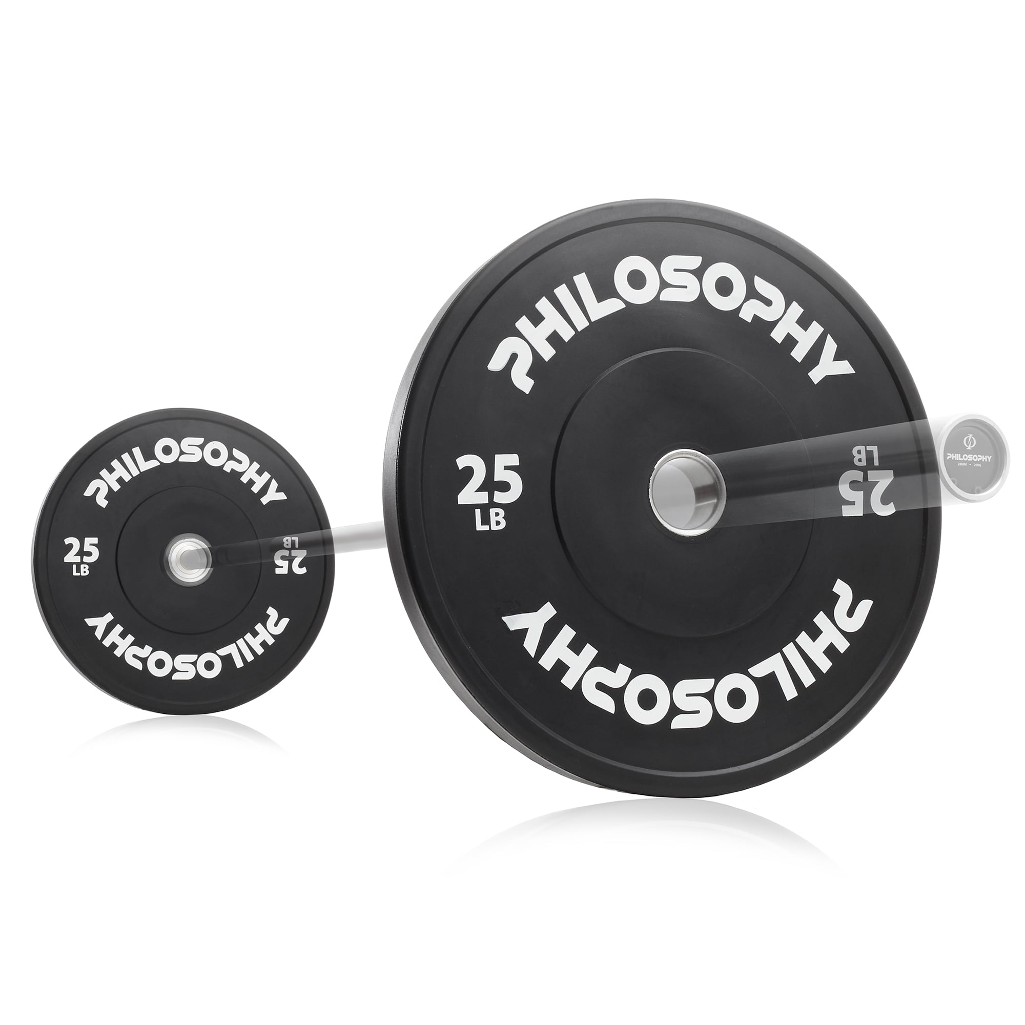 Philosophy Gym Set of 2 Olympic 2-Inch Rubber Bumper Plates (25 LB each) Black