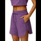 thumbnail image 1 of Pantalones Cortos Deportivos con Cordón para Mujer, de Cintura Alta, para Hacer Ejercicio en Verano, con Bolsillos. Uva Morada L, 1 of 7