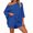 Navy blue, variant on 2 PCS Off Shoulder Women's Outfits Sweater Sets Knit Top Shorts Matching Suits Cute Pajama Lounge Set
