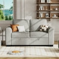 thumbnail image 5 of CHITOOMA 60'' Pull Out Sofa Bed Convertible Sleeper Couch with Charging Port, Upholstered Sectional Sofa with 2 Pillows, Reclining Sofas for Living Room, Beige, 5 of 8