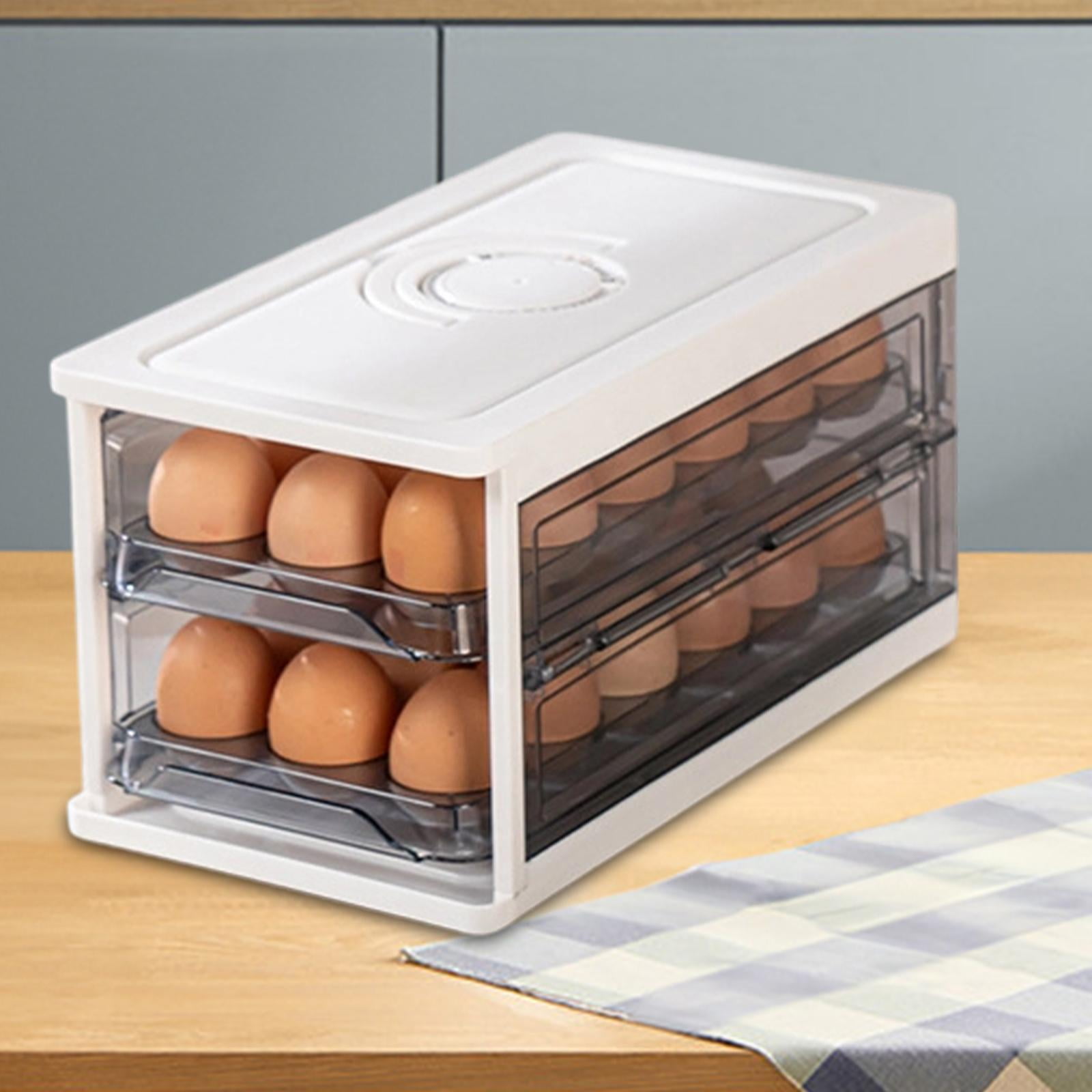 Drawer Type Egg Holder Egg Storage Box Egg Organizer Tray Double Layer Structure for Kitchen Pantry Cabinet