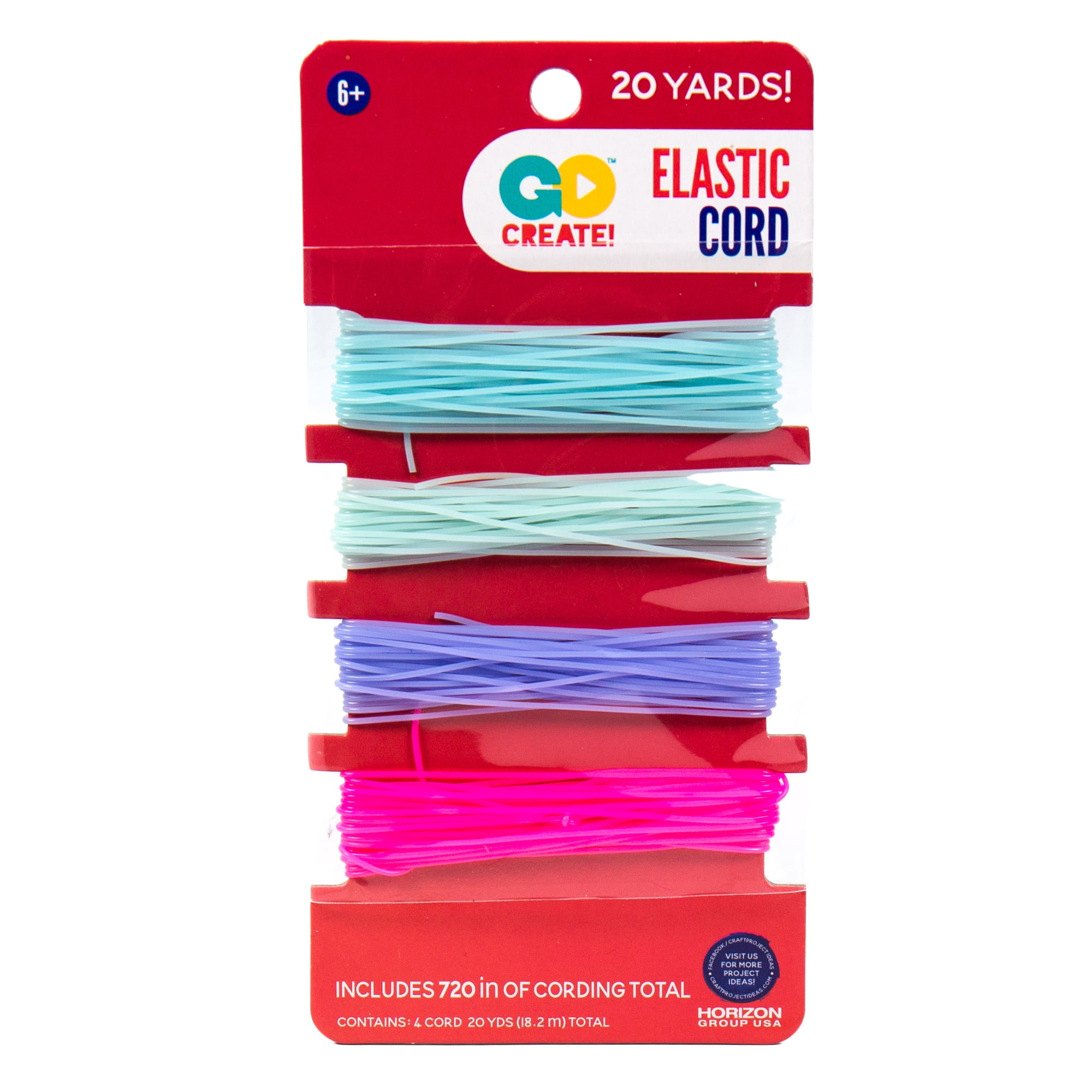 Go Create 1 mm Elastic Cord-Blue, Teal, Lavender, & Pink