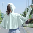 thumbnail image 4 of Alkepwun Womens Jacket Solid Color Batwing Long-Sleeve Lightweight Breathable Ice Silk Hooded Sun Protection Jacket Outdoor Cycling Thumb Holes Coat with Brim and Mask, 4 of 7