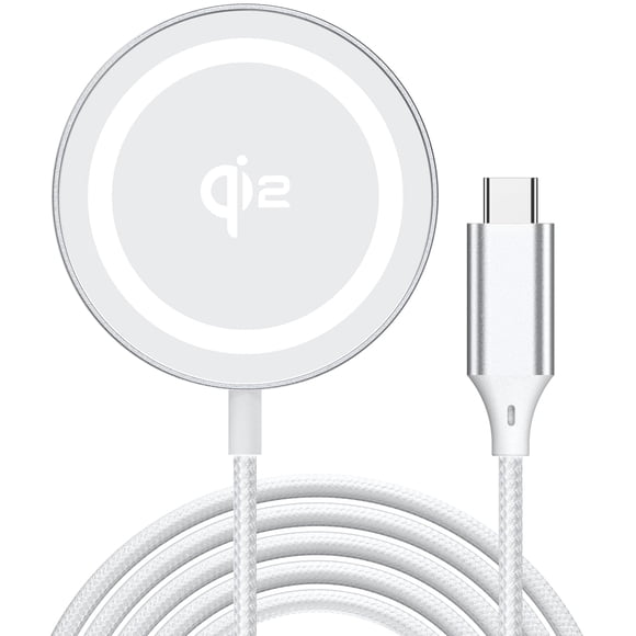 Cargador inalámbrico Yootech Qi2 certificado con almohadilla magnética de 15 W, color plateado