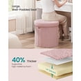 thumbnail image 3 of SONGMICS Mazie Collection - Round Storage Ottoman, Folding Footrest Stool with Removable Lid, Easy Assembly, Teddy Fleece Vanity Stool for Bedroom, Living Room, Entryway, Jelly Pink, 3 of 6