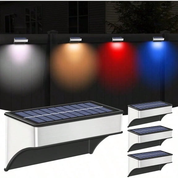 4 Pack Solar Wall Lights Solar Fence Lights Outdoor Waterproof Solar Deck Lights Wall Lights For Fence Post Yard Pathway