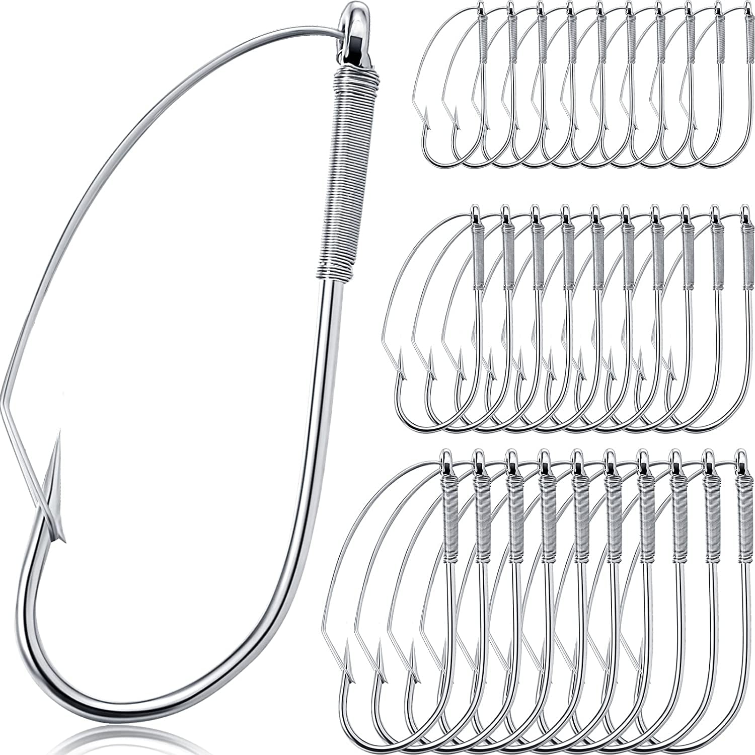 50 Pieces Weedless Fishing Hooks Wacky Worm Hooks Wacky Rig Fishing