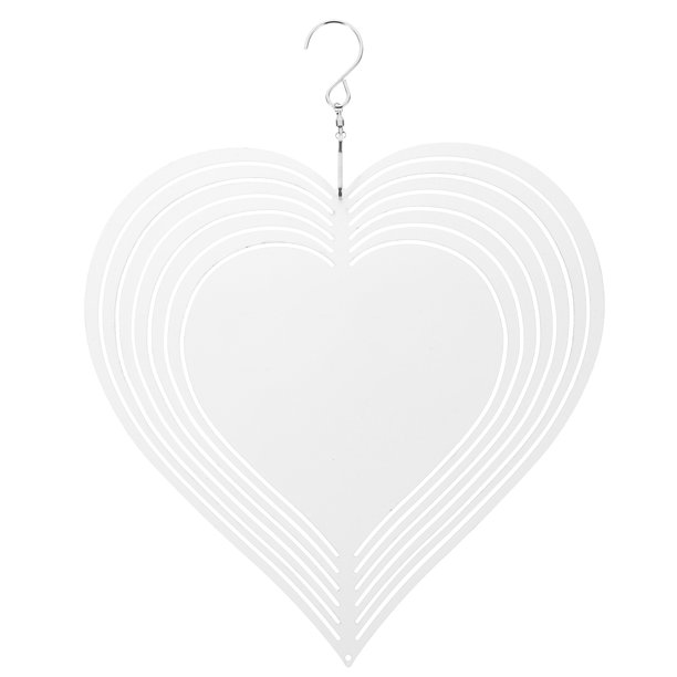 KAKOWELY Molinillo de viento con forma de corazón en blanco para sublimación, decoración para exteriores, jardín, patio, ventana, porche y puerta.