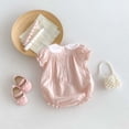 thumbnail image 6 of LYMAYTER 3-24M ‌‌‌‌‌‌‌‌Newborn Baby Girls Bubble Sleeve Romper Embroidered Ruffles Short-Sleeve Lightweight‌, 6 of 8