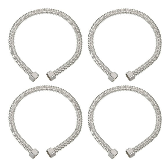 Uxcell G1/2 x 19.68 Inch Flexible Stainless Steel Water Heater Hose, 4Pcs Corrugated Water Heater Connector Hose