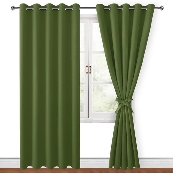 Cortina Hiasan con aislamiento térmico, color verde oliva, 152 x 213 cm