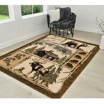 Lodge Cabin Area Rugs 5x7 Rustic Cabin Novelty Rugs for Living Room Cabin Dcor Rugs Moose and Lodge Theme Rug Brown Carpet Luxury Home Dcor