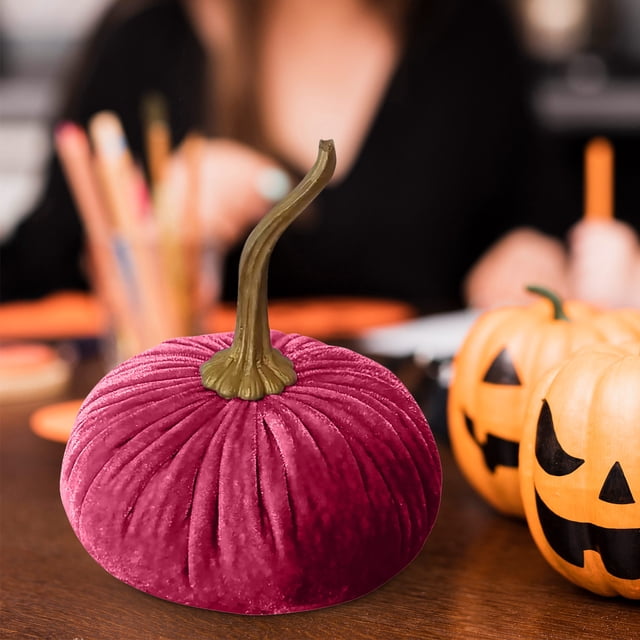 Halloween Velvet Pumpkin With Real Fabric Foam For Fall Halloween Wedding Thanksgiving 7cm