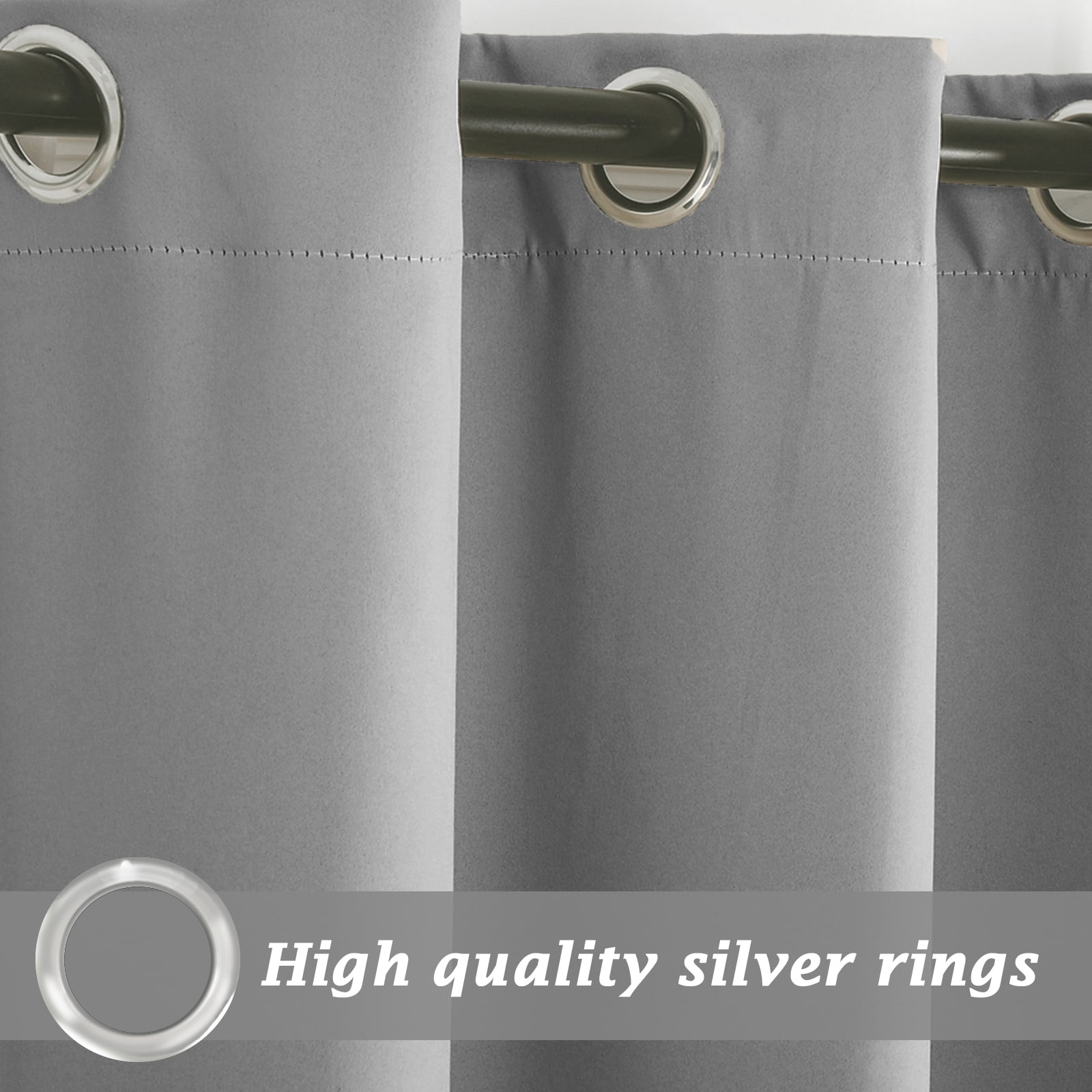 (2 Panel) SHANNA Outdoor Curtains for Patio Waterproof Cabana Grommet Curtain Panels, Gray, 52 x 84 inch, Set of 2
