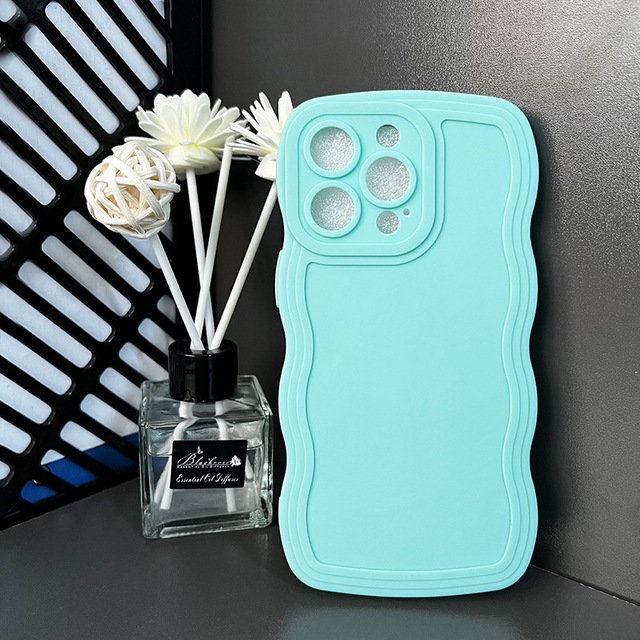 Solid Color Big Wave Suitable Apple 13 Phone Case IPhone 15Pro Solid Color 12 Couple 11/XR Anti Drop Soft Case LXY