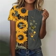 thumbnail image 2 of Tnhcen Women's Summer Honey Themed Crewneck T-Shirt | World Bee Day Print Casual Tops | Plus Size Friendly (S-3XL) Polyester Spandex Blend Shirts, 2 of 4