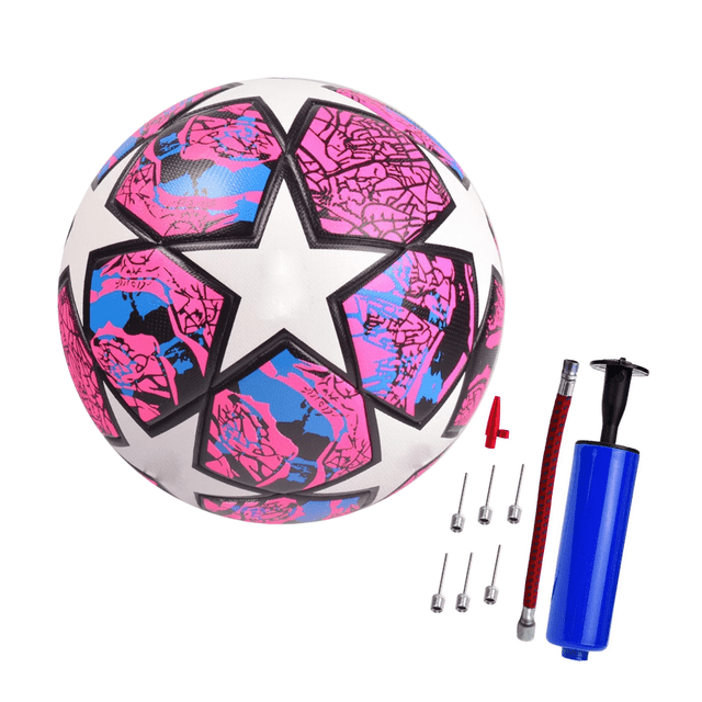 Balón de Fútbol Soccer #5 Termosellado con Bomba y Accesorios Diseño Estrellas Multicolor